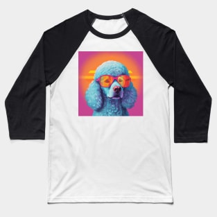 Colorful Poodle Dog Wearing Sunglasses Pop Art Baseball T-Shirt